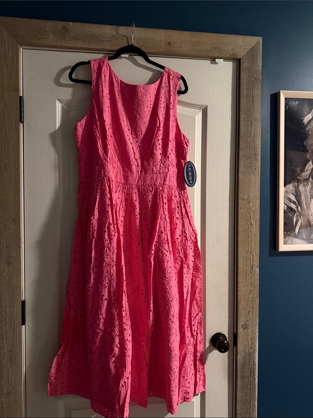 Pink Eyelet Sleeveless Midi Dress